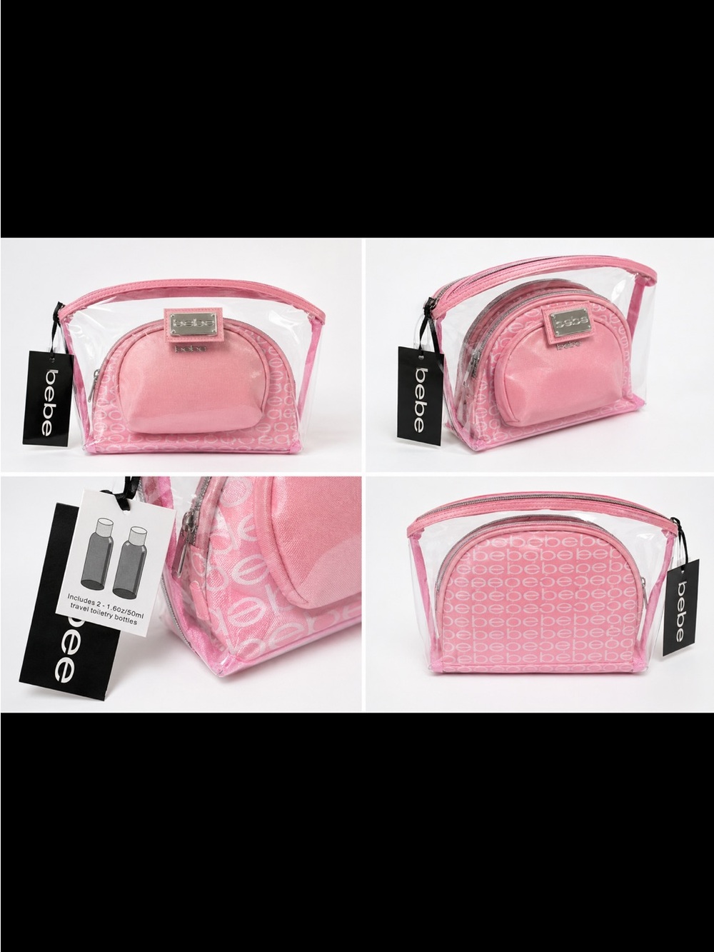 BeBe 5-piece Set  Pink Clear Cosmetic Bag Set